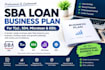 write an sba loan business plan for 7a 504 microloan and eidl