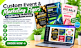 a custom event marketing flyer and editable canva template