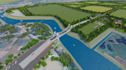 3d waterfront landscape,urban masterplan,city planning, riverfront bridge render