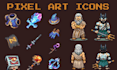 do 2d pixel game icon,pixel art game UI,game assets,pixel art animation,props
