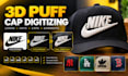 do 3d puff embroidery digitizing hat and cap logo digitizing dst pes