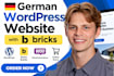 create german wordpress website and german woocommerce store with bricks builder