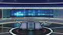 design a modern 3d TV studio and podcast set
