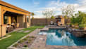 design backyard landscape, garden, patio, pool and 3d rendering