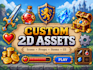 design custom 2d game assets icons props and UI elements