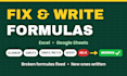 fix excel formulas, vlookup, xlookup and google sheets formula errors