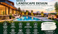 design landscape, backyard, frontyard, garden, patio, and 3d rendering