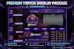 design premium twitch, kick, overlay and stream package