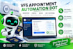 develop booking bot,vfs appointment bot, appointment bot,vfs bot, telegram bot