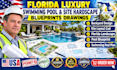 2d swimming pool shape layout plan detailing outer perimeters, steps, and bench