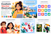 create custom vector illustrations, icons, svg graphics and vector art