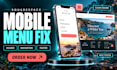 fix squarespace mobile navigation, header and footer issues