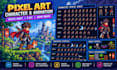 create pixel art character, pixel sprite sheet, 8 bit sprite animation