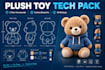 design custom plush toy tech pack, 3d model, sewing pattern blueprint