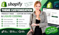 do shopify theme customization, product page, custom sections and liquid coding