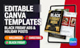 design editable canva templates for black friday ad creative and holiday posts