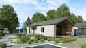 render cottage home facade,residential property 3d visual, community plot layout