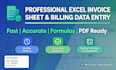 do data entry, create excel invoice sheet and billing data entry