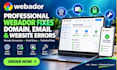 fix webador domain connection, email setup and website errors