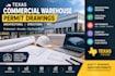 design texas commercial warehouse architectural structural, mep permit drawings