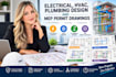 do electrical, hvac, plumbing design and mep permit drawings