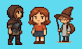 do pixel art character animation, pixel art character design sprite sheet