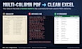 extract multi column and scanned PDF data into clean excel or csv