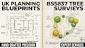 design a UK planning site plan, tree survey, and tree protection plan