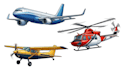 make airplane, helicopter, aircraft illustrations