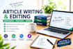 edit, and proofread professional article, and reportsi