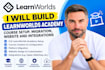 build learnworlds academy, course setup, migration, website and integrations