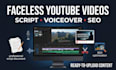 create faceless youtube videos with script voiceover and SEO