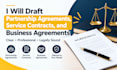 draft partnership agreements, service contracts and business agreements