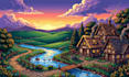 draw custom 8bit 2d pixel art background illustration game environment animation