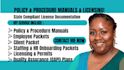 write compliance license policy, procedure, client intake packet, staffing plans