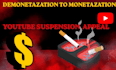 do strong demonetization issue youtube shadow ban to monetization level approver