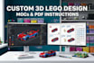 do custom 3d lego design, lego moc, and instruction