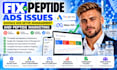 fix peptide ads issues, peptide google ads setup management and marketing