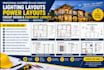 provide lighting layout sld, power layout circuit design and equipment layouts