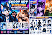 draw furry art fursona character design and reference sheet
