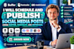 schedule and publish social media posts using buffer hootsuite and metricool