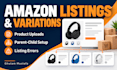 create amazon listings, fix variations and listing errors