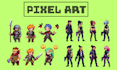 create pixel art character animation and game ready pixel sprite sheet