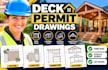 draw deck permit plans, framing details, gable roof drawings