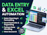 do data entry, data cleaning, excel and python data handling
