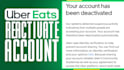 reactivate deactivated uber, amazon flex, uber eat account