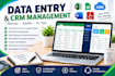data entry CRM data management, data cleaning and web research