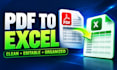 convert PDF to excel and clean spreadsheet data
