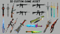 create pbr 3d game weapons props and low poly assets 3d game assets