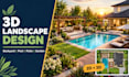 design backyard front yard garden pool patio deck terrace 3d landscape rendering